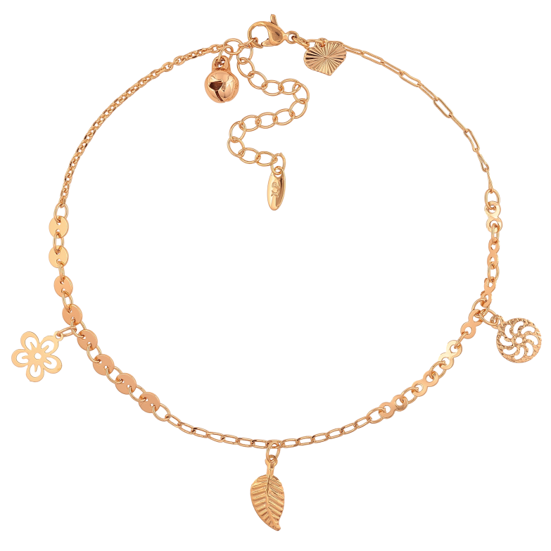 Браслет Xuping цвет Позолота 18K на ногу "Цепочка с подвесками" размер с доп.цепочкой 24-29см х 1-4мм фото №1