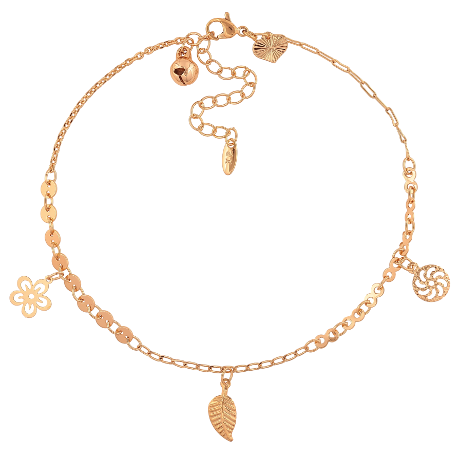 Браслет Xuping колір Позолота 18K на ногу "Ланцюжок з підвісками" розмір з доп.ланцюжком 24-29см х 1-4мм фото №1