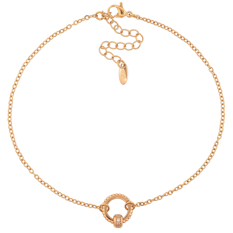 Браслет Xuping колір Позолота 18K на ногу "Ланцюжок зі вставкою" розмір з дод. ланцюжком 23.5-28.5см х 1.5-11мм фото №1