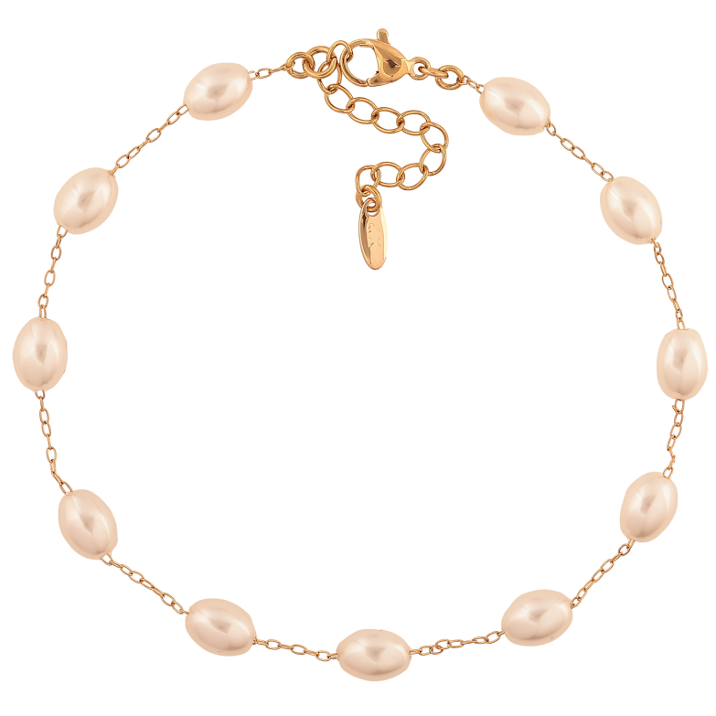 Браслет Xuping цвет Позолота 18K на ногу "Цепочка с жемчужинами" размер с доп. цепочкой 23-27см х 1-6мм фото №1