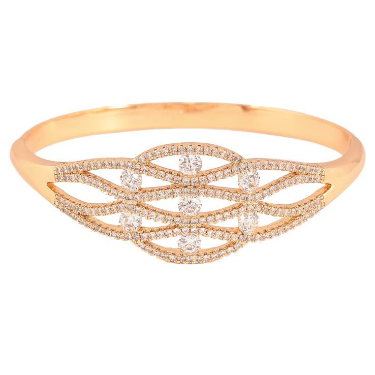 Браслет Xuping колір Позолота 18K "Візерунок з кристалами" ø 6см фото №6