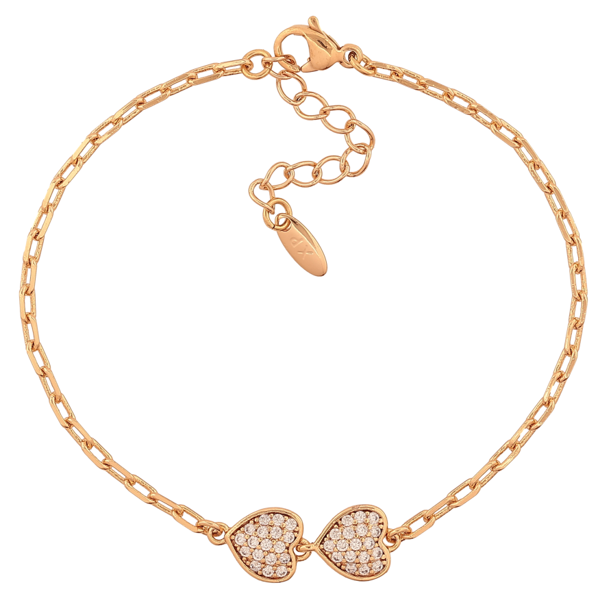 Браслет Xuping колір Позолота 18K "Ланцюжок з сердечками" розмір з дод. ланцюжком 17-20.5см х 2-8мм фото №1