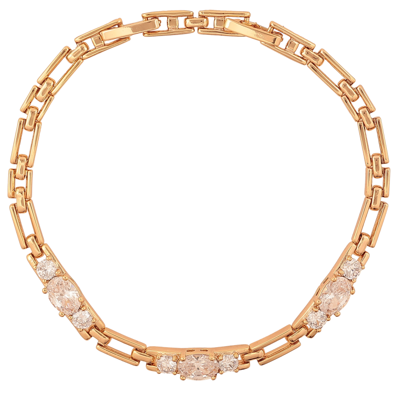 Браслет Xuping цвет Позолота 18K "Узор с кристаллами" размер с доп. замком 17.5,19.5см х 4-5мм фото №1