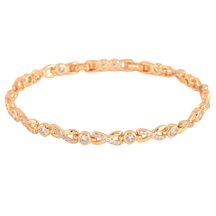 Браслет Xuping цвет Позолота 18K "Узор с кристаллами" размер с доп.замком 17.5,19.5см х 4-5мм фото №1 Браслет Xuping цвет Позолота 18K "Узор с кристаллами" размер с доп.замком 17.5,19.5см х 4-5мм фото №1