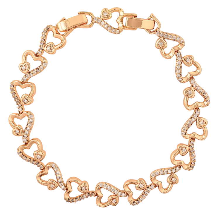 Браслет Xuping колір Позолота 18K "Сердечки з кристалами" розмір з дод. замком 17,19см х 9мм фото №6