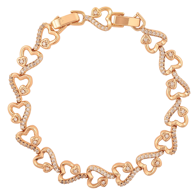 Браслет Xuping цвет Позолота 18K "Сердечки с кристаллами" размер с доп. замком 17,19см х 9мм фото №1