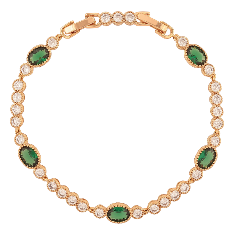 Браслет Xuping колір Позолота 18K "Доріжка зелено-білих кристалів" розмір з дод. замком 17.5,19.5см х 4-6мм фото №1
