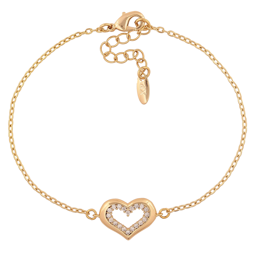 Браслет Xuping колір Позолота 14K "Ланцюжок з вставкою серце" розмір з доп. ланцюжком 17.5-20.5см х 1.5-11мм фото №1