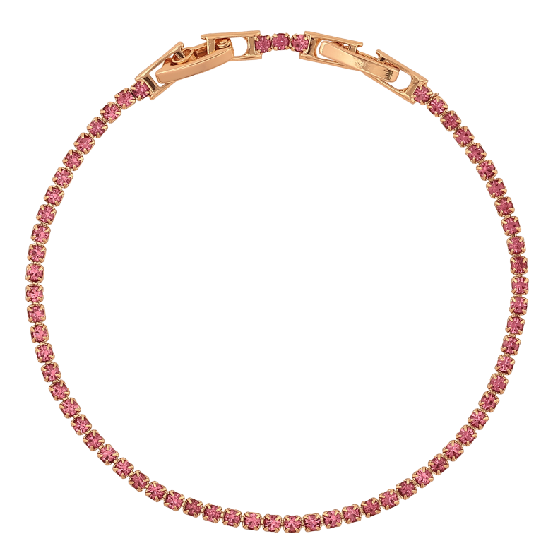 Браслет Xuping цвет Позолота 18К "Дорожка розовых кристаллов" размер с доп. замком 17,19см х 2мм фото №1