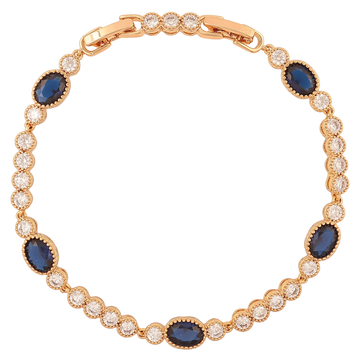 Браслет Xuping колір Позолота 18K "Діріжка біло-синіх кристалів" розмір з дод. замком 17.5,19.5см х 4-6мм фото №7