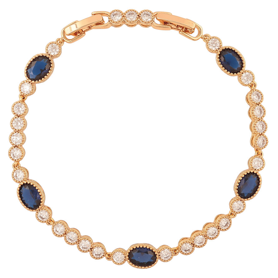 Браслет Xuping колір Позолота 18K "Діріжка біло-синіх кристалів" розмір з дод. замком 17.5,19.5см х 4-6мм фото №1