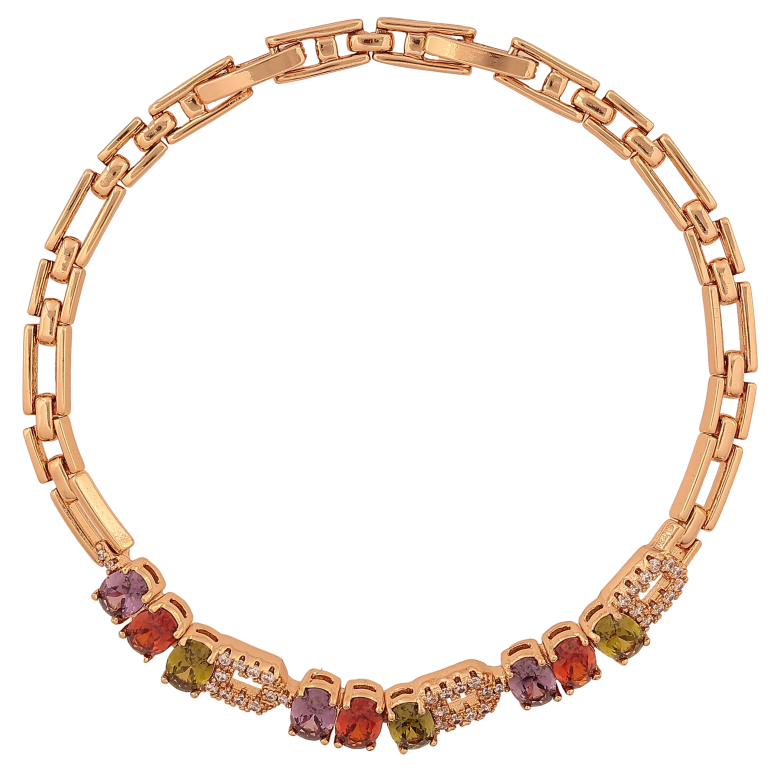 Браслет Xuping колір Позолота 18К "Візерунок з різнокольоровими кристалами" розмір з дод. замком 17.5,19.5см х 4-6мм фото №1