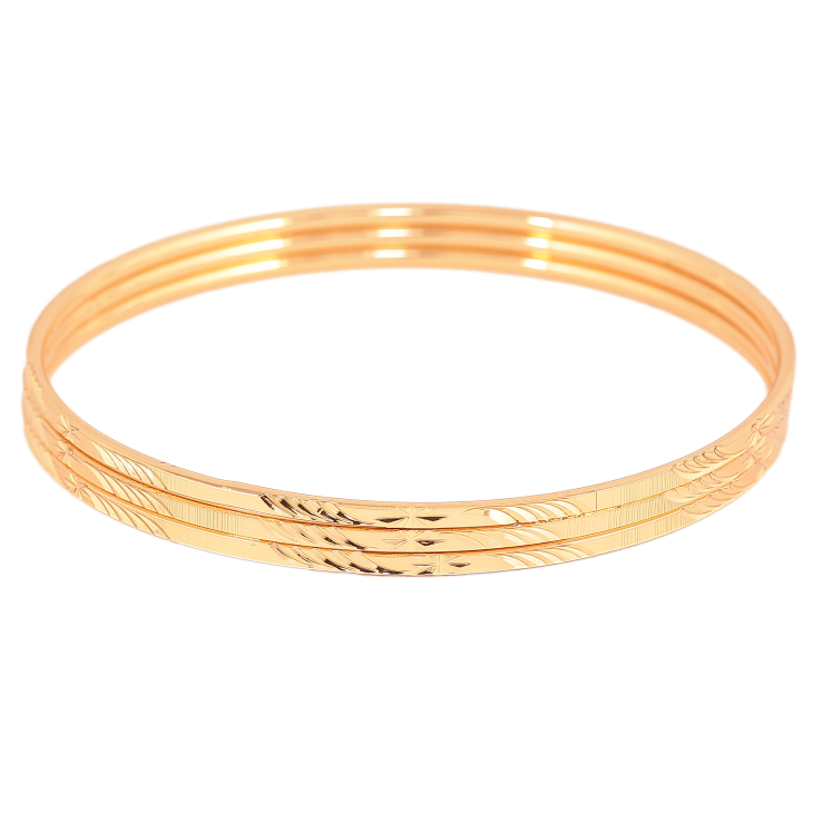 Браслет Xuping колір Позолота 18K "Класика з візерунком" ø 6см, шир. 2мм (3шт) фото №4