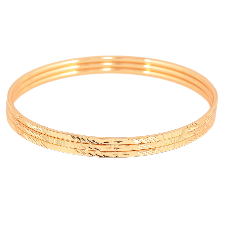 Браслет Xuping колір Позолота 18K "Класика з візерунком" ø 6см, шир. 2мм (3шт) фото №1