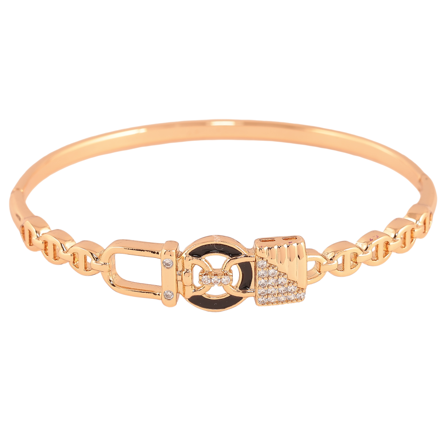 Браслет Xuping колір Позолота 18K "Візерунок з кристалами і чорною емаллю" ø 5.7см фото №1