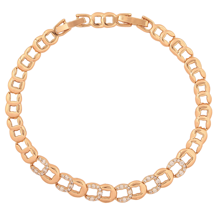 Браслет Xuping колір Позолота 18К "Візерунок з кристалами" розмір з дод. замком 17.5,19.5см х 5-6мм фото №3