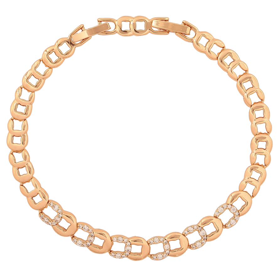 Браслет Xuping колір Позолота 18К "Візерунок з кристалами" розмір з дод. замком 17.5,19.5см х 5-6мм фото №1