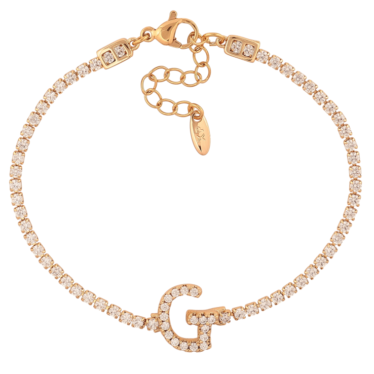 Браслет Xuping колір Позолота 18K "Кристальна доріжка з літерою G" розмір з дод. ланцюжком 17.5-21см х 2-13мм фото №16