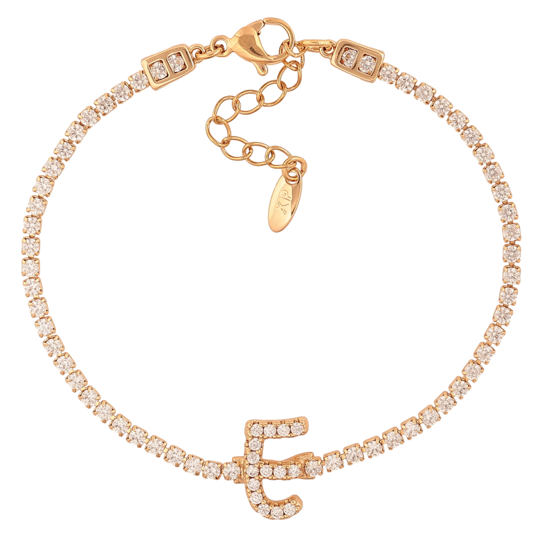 Браслет Xuping колір Позолота 18K "Кристальна доріжка з літерою E" розмір з дод. ланцюжком 17-20.5см х 2-13мм фото №3
