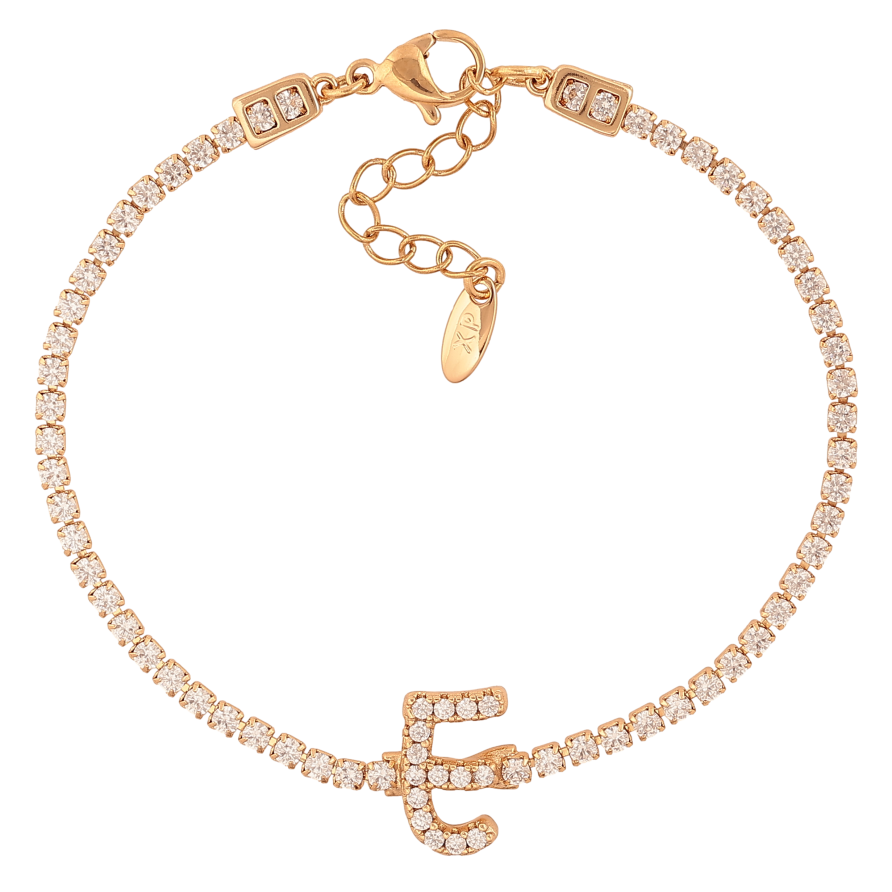 Браслет Xuping колір Позолота 18K "Кристальна доріжка з літерою E" розмір з дод. ланцюжком 17-20.5см х 2-13мм фото №1