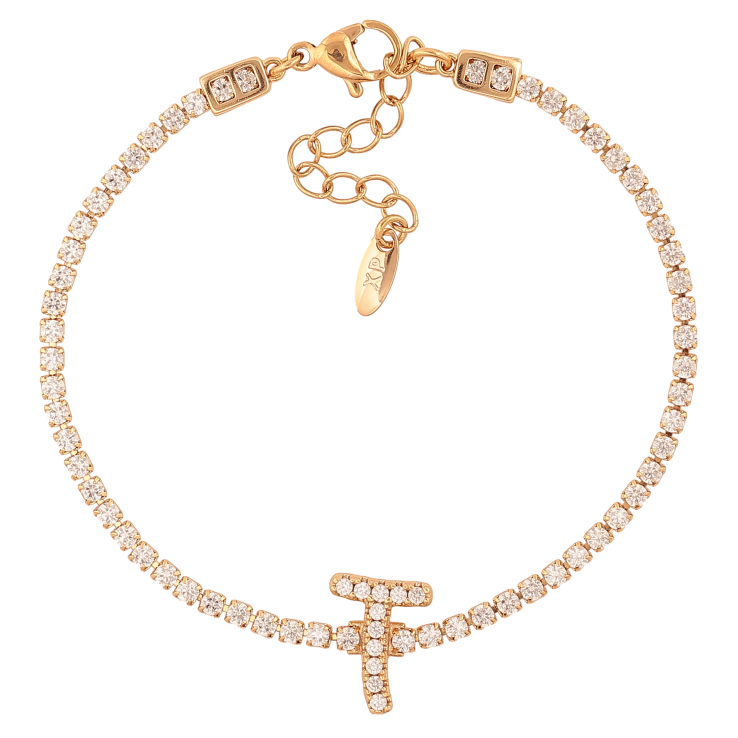 Браслет Xuping колір Позолота 18K "Кристальна доріжка з літерою T" розмір з дод. ланцюжком 17-20.5см х 2-13мм фото №20