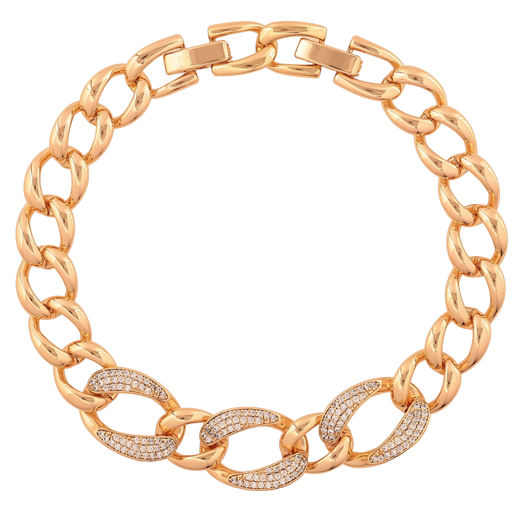 Браслет Xuping колір Позолота 18К "Ланцюжок Панцирний з кристалами" розмір з дод. замком 19,20.5см х 9-13мм фото №9