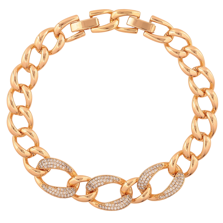 Браслет Xuping колір Позолота 18К "Ланцюжок Панцирний з кристалами" розмір з дод. замком 19,20.5см х 9-13мм фото №1