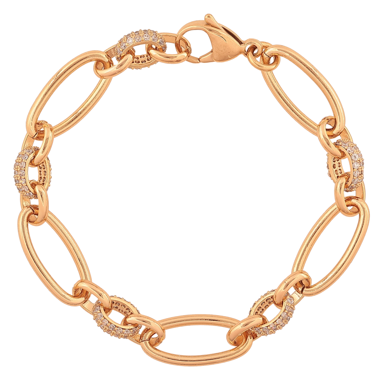 Браслет Xuping колір Позолота 18K "Ланцюжок Фантазійний з кристалами" розмір 17.5см х 6-9мм фото №1