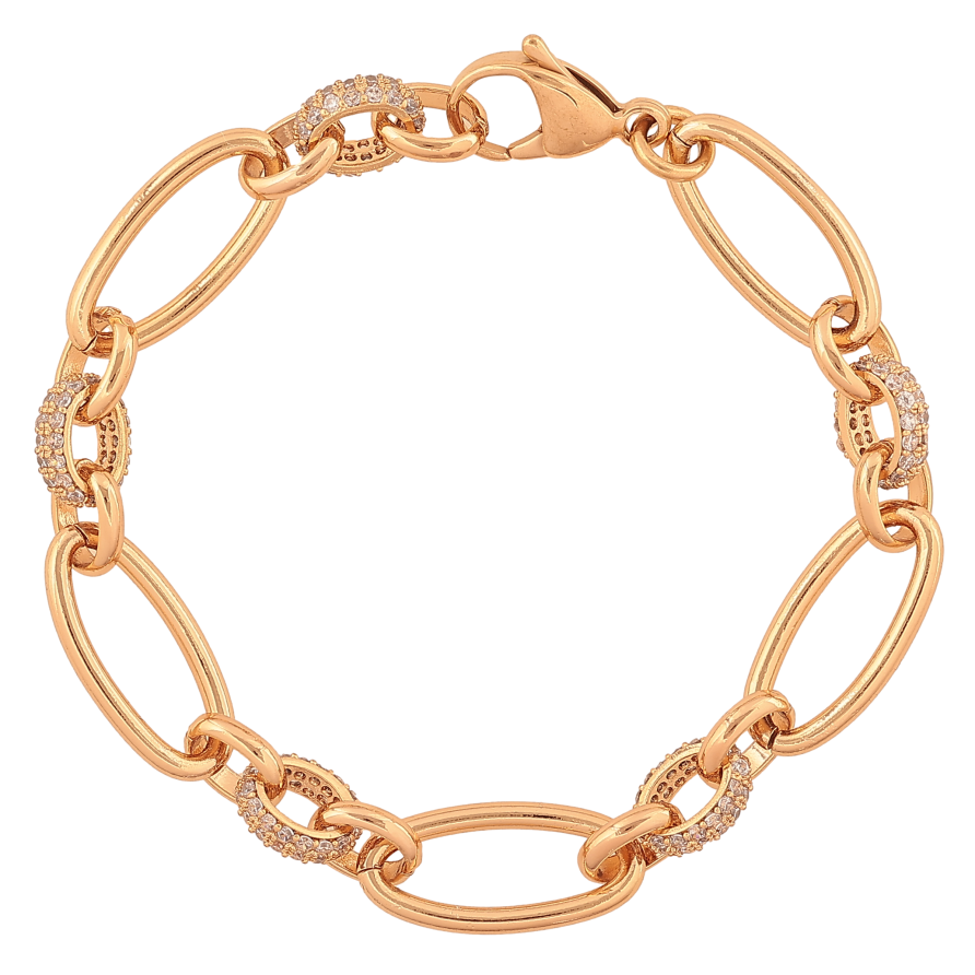 Браслет Xuping колір Позолота 18K "Ланцюжок Фантазійний з кристалами" розмір 17.5см х 6-9мм фото №1