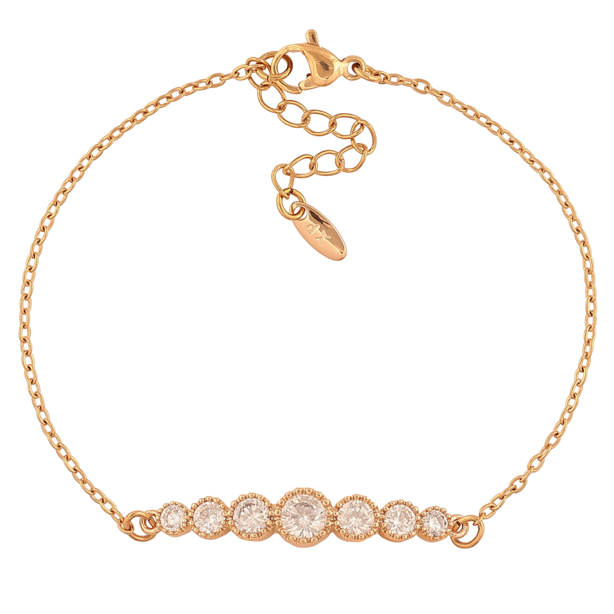 Браслет Xuping колір Позолота 18K "Ланцюжок з кристальною доріжкою" розмір з дод. ланцюжком 18.5-22см х 1.5-6мм фото №1