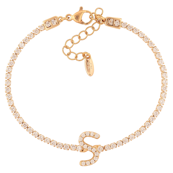 Браслет Xuping колір Позолота 18K "Кристальна доріжка з літерою S" розмір з дод. ланцюжком 17-20.5см х 2-13мм фото №22