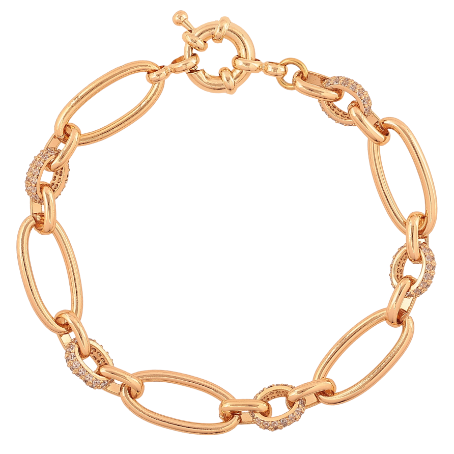 Браслет Xuping колір Позолота 18K "Ланцюжок Фантазійний з кристалами" розмір 18.5см х 6-9мм фото №1