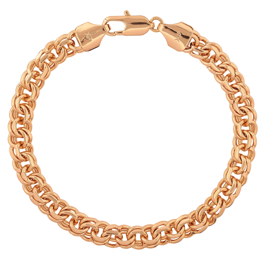 Браслет Xuping колір Позолота 18К "Ланцюжок плетіння Бісмарк" розмір 22.5см х 8мм фото №1