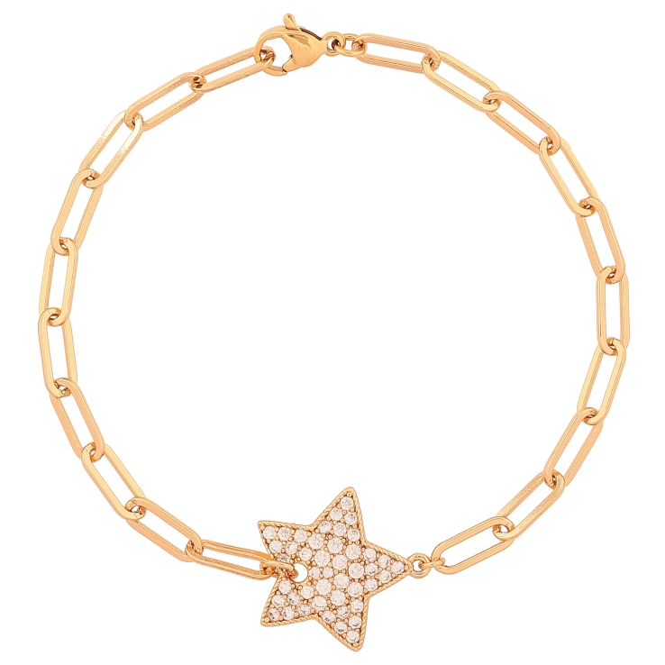 Браслет Xuping колір Позолота 18К "Ланцюжок Якірний зі вставкою зірка" розмір 19.5см х 4-18мм фото №9
