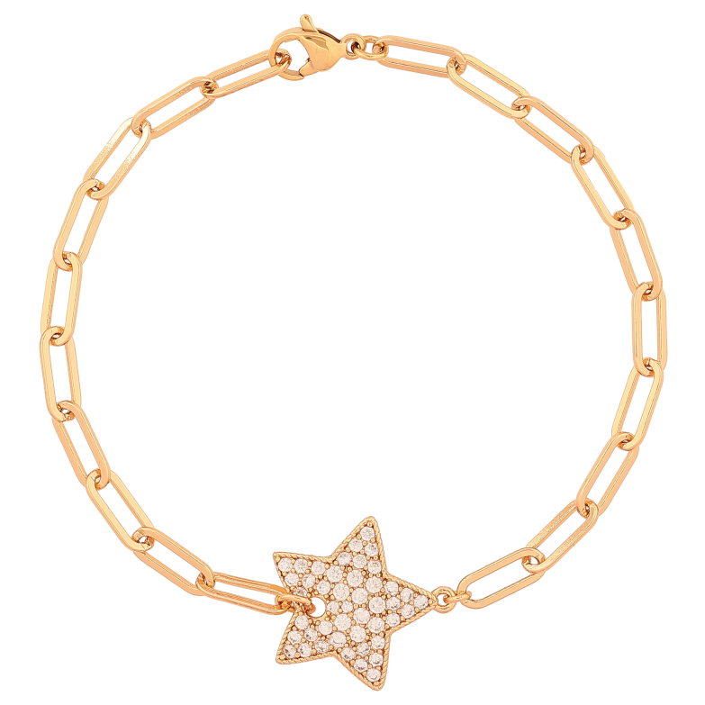 Браслет Xuping колір Позолота 18К "Ланцюжок Якірний зі вставкою зірка" розмір 19.5см х 4-18мм фото №1