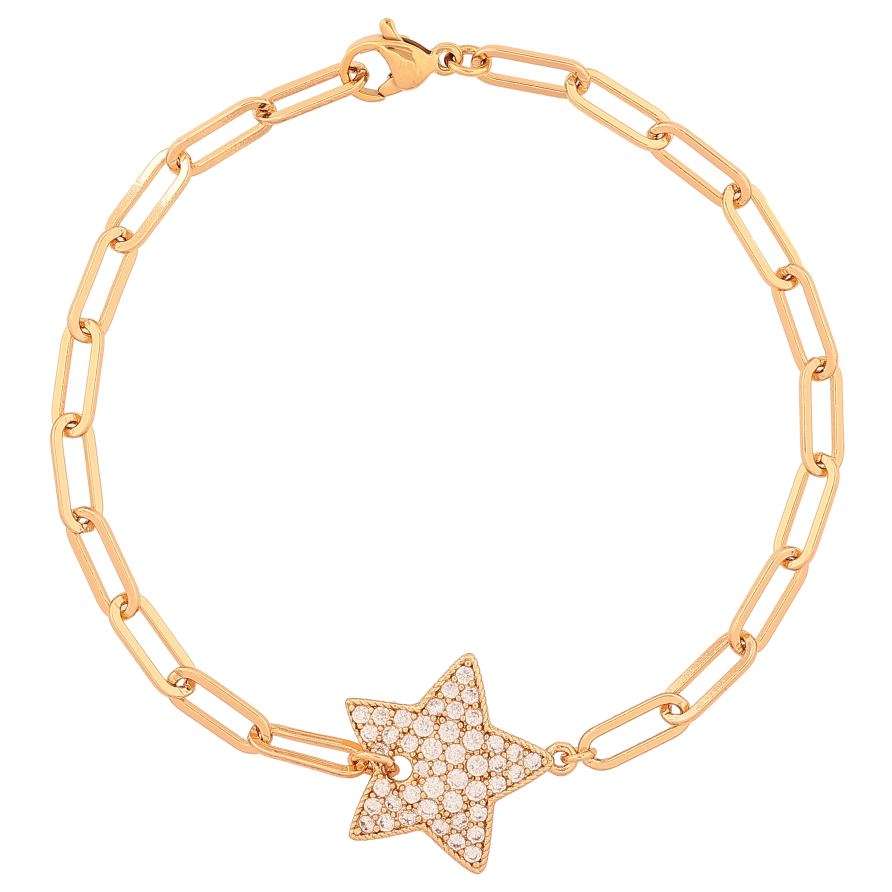 Браслет Xuping колір Позолота 18К "Ланцюжок Якірний зі вставкою зірка" розмір 19.5см х 4-18мм фото №1