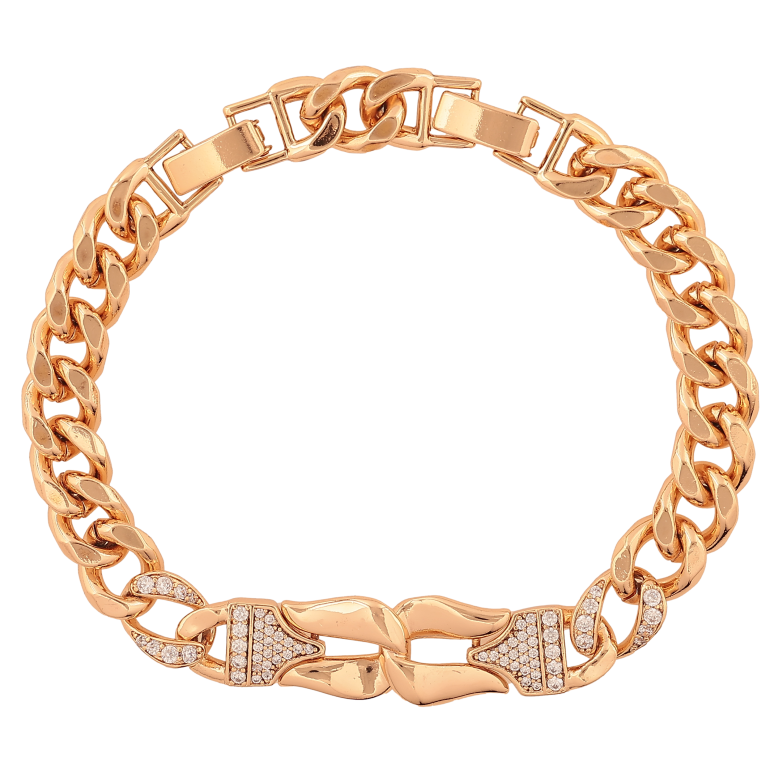 Браслет Xuping колір Позолота 18К "Ланцюжок Панцирний з декоративною вставкою" розмір з доп. замком 17,20см х 8-11мм фото №1