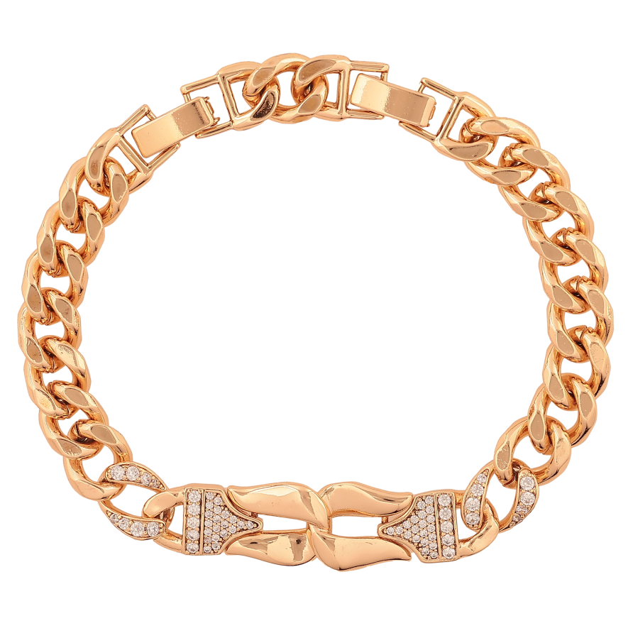 Браслет Xuping колір Позолота 18К "Ланцюжок Панцирний з декоративною вставкою" розмір з доп. замком 17,20см х 8-11мм фото №1