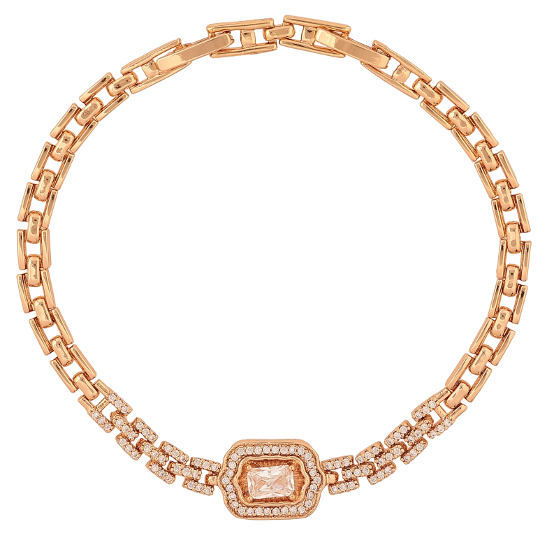 Браслет Xuping колір Позолота 18К "Візерунок з кристалами" розмір з дод. замком 17.5,19.5см х 4-10мм фото №1