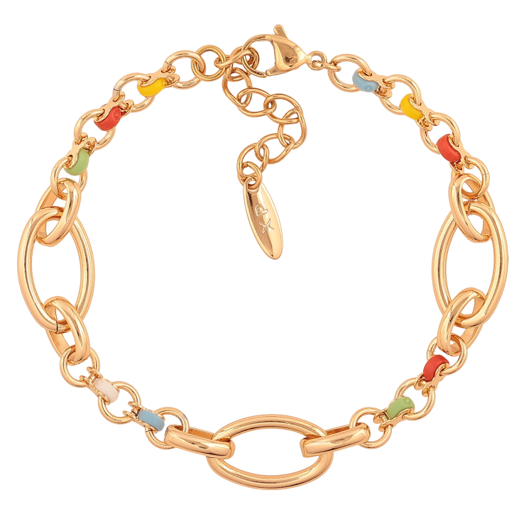 Браслет Xuping колір Позолота 18K "Ланцюжок з різнокольоровими намистинами" розмір з доп. ланцюжком 19.5-23см х 2-11мм фото №2