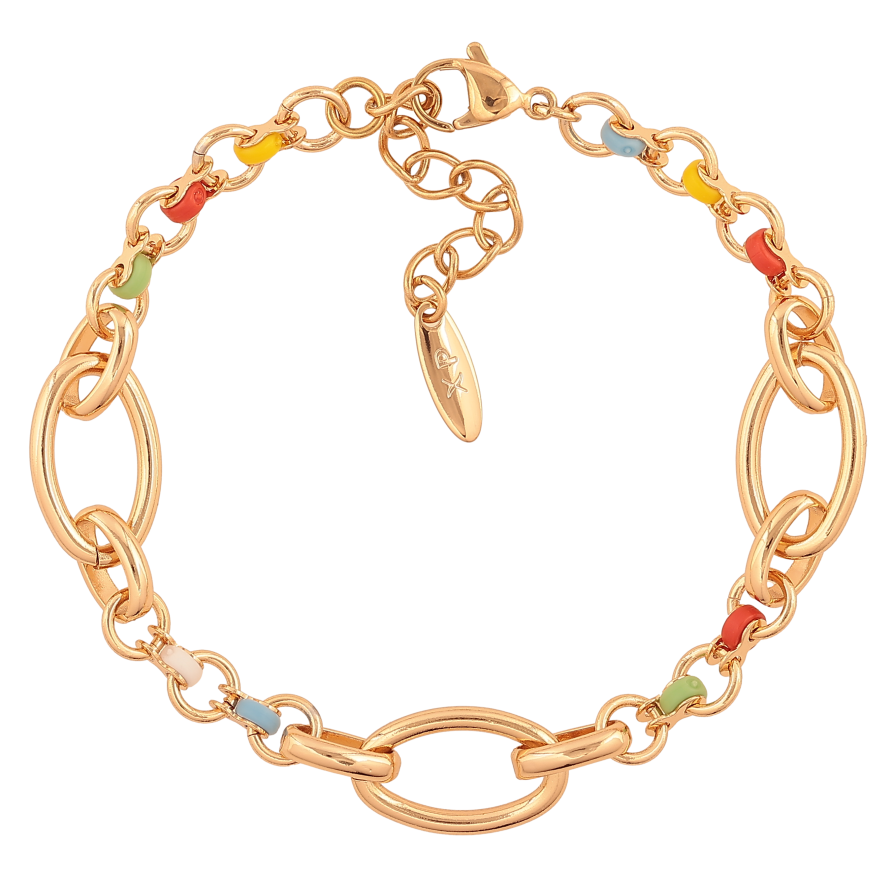 Браслет Xuping колір Позолота 18K "Ланцюжок з різнокольоровими намистинами" розмір з доп. ланцюжком 19.5-23см х 2-11мм фото №1