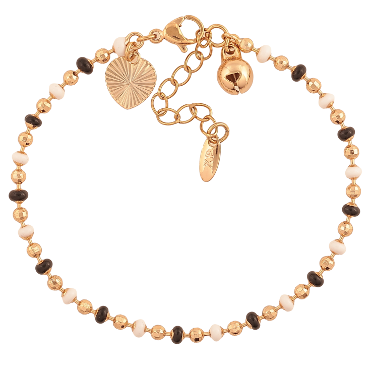 Браслет Xuping колір Позолота 18K "Ланцюжок Перлина з чорно-білою емаллю" розмір з дод. ланцюжком 17-20см х 3мм фото №8 Браслет Xuping колір Позолота 18K "Ланцюжок Перлина з чорно-білою емаллю" розмір з дод. ланцюжком 17-20см х 3мм фото №8