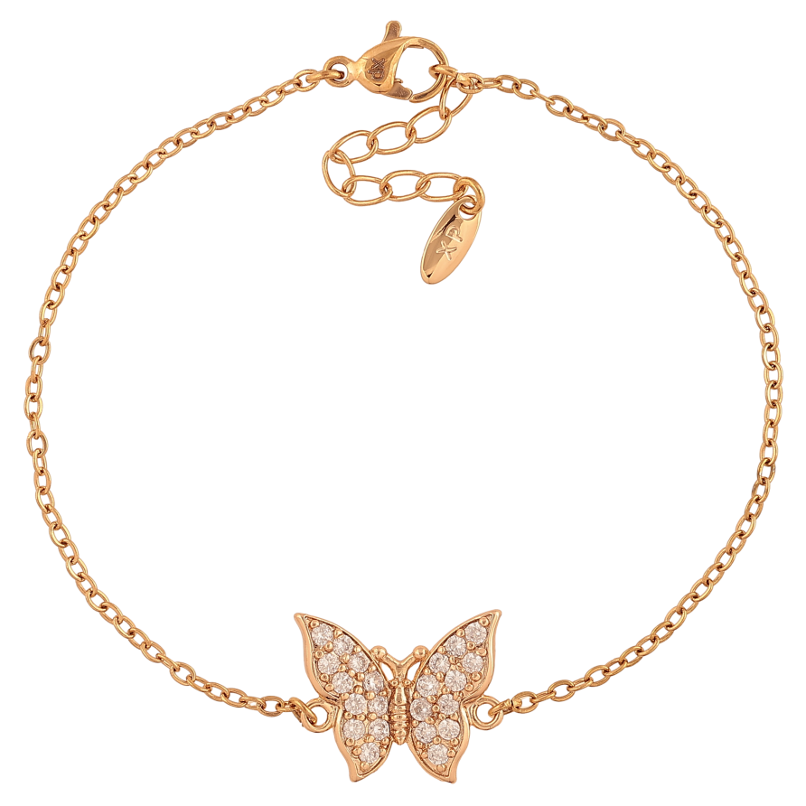 Браслет Xuping колір Позолота 18K "Ланцюжок з метеликом" розмір з дод. ланцюжком 18-21см х 1.5-10мм фото №1