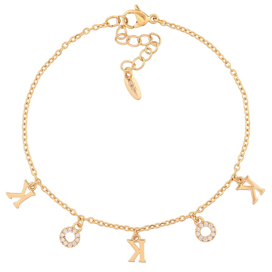 Браслет Xuping колір Позолота 18K "Ланцюжок з підвісками" розмір з дод. ланцюжком 17.5-20.5см х 3-8мм фото №1