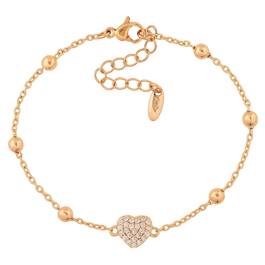 Браслет Xuping колір Позолота 18K "Ланцюжок з намистинами і серцем" розмір з доп. ланцюжком 16.5-20см х 1.5-8мм фото №1 Браслет Xuping колір Позолота 18K "Ланцюжок з намистинами і серцем" розмір з доп. ланцюжком 16.5-20см х 1.5-8мм фото №1