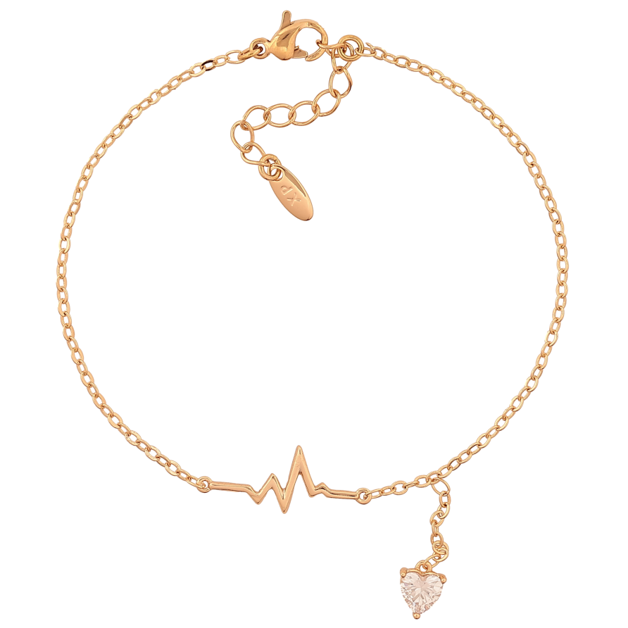 Браслет Xuping цвет Позолота 18K "Цепочка с вставкой кардиограмма" размер с доп. цепочкой 18-21см х 1.5-8мм фото №1