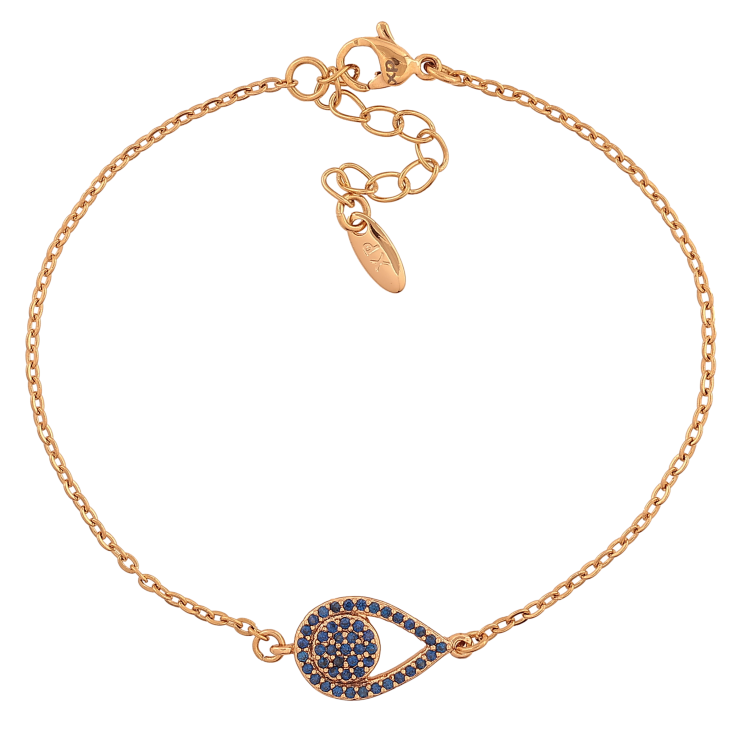 Браслет Xuping колір Позолота 18K "Ланцюжок із вставкою крапелька з синіми кристалами" розмір з доп. ланцюжком 17.5-20.5см х 1.5-9мм фото №9