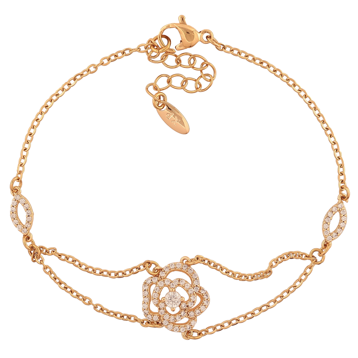 Браслет Xuping колір Позолота 18K "Ланцюжок із вставкою квіточка" розмір з дод. ланцюжком 18-21.5см х 1.5-8мм фото №13