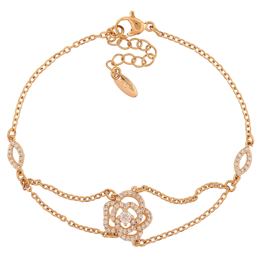 Браслет Xuping цвет Позолота 18K "Цепочка с вставкой цветочек" размер с доп. цепочкой 18-21.5см х 1.5-8мм фото №1