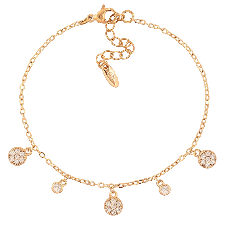 Браслет Xuping колір Позолота 18K "Ланцюжок з кристальними підвісками" розмір з дод. ланцюжком 17-20см х 1.5мм фото №1